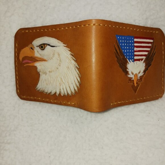 Carved Leather Wallet - Handcrafted - Picture 3 of 7